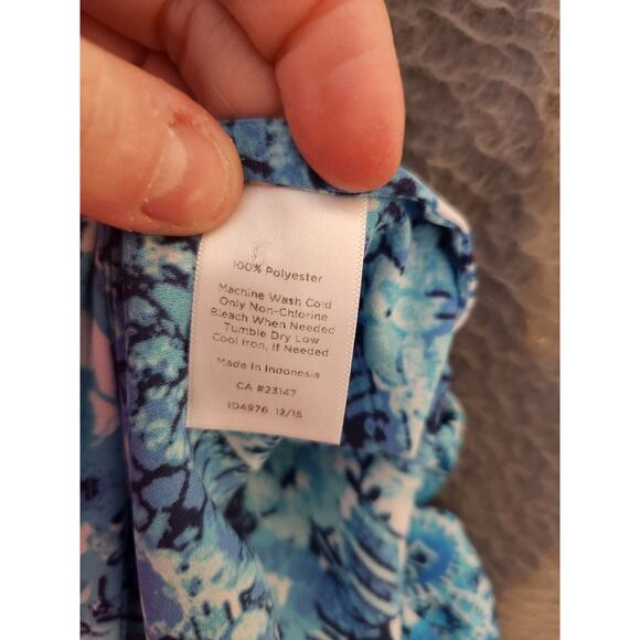 Talbots Blue White Paisley V Neck Chiffon Long Sleeve Blouse Top Womens Size S - Picture 7 of 8